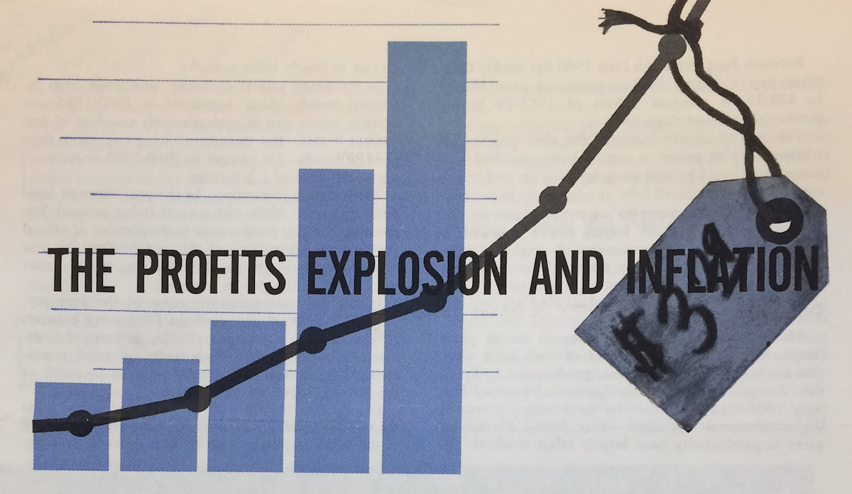 An image of a chart reading 'The Profits Explosion and Inflation' from a 1960s AFL-CIO pamphlet.